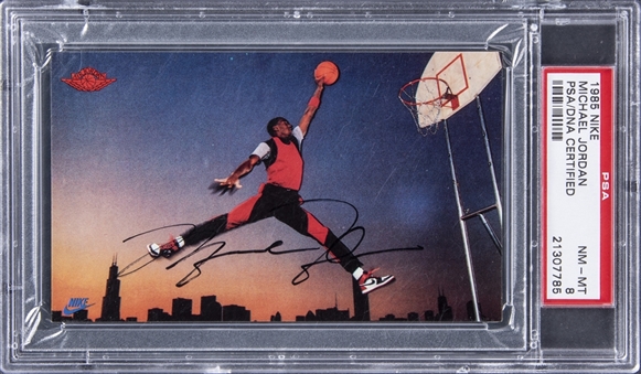 1985 Nike #2 Michael Jordan Signed Promo Rookie Card - PSA NM-MT 8, PSA/DNA CERTIFIED